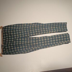 Lands End Woman's Slim Leg Drake Green Print Chino Pants, Size: 6